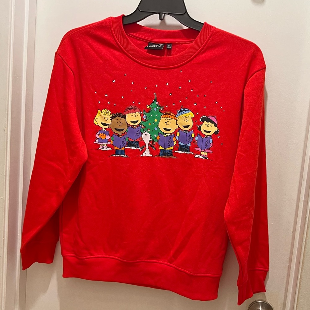 ❌SOLD❌Peanuts Charlie Brown Snoopy and The Gang Christmas Holiday Sweatshirt - Picture 1 of 4